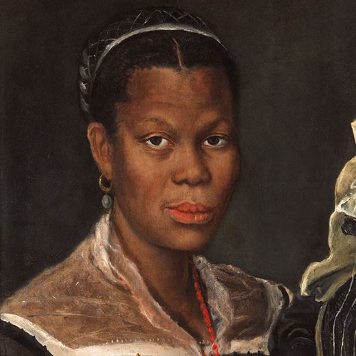 Portrait of an African Woman holding a clock