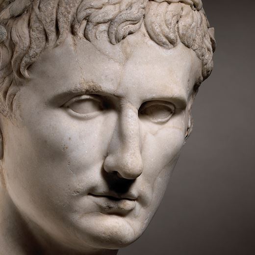 Portrait Head of Emperor Augustus, crowned with a laurel wreath (63 B.C. – 14 A.D.)
